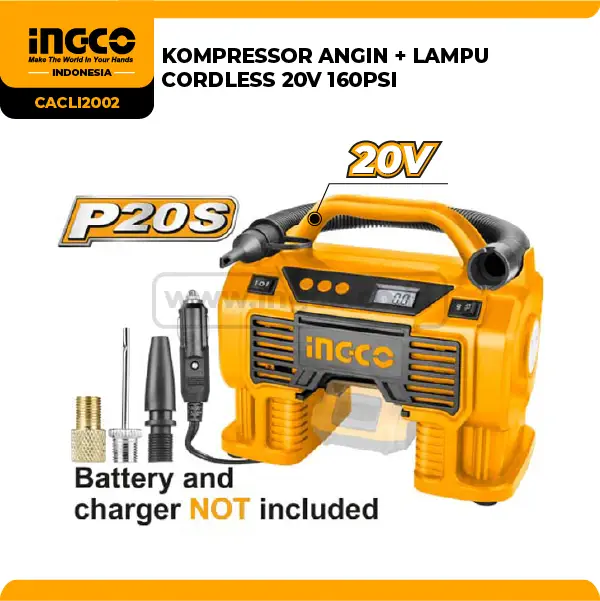 CACLI2002 - (KOMPRESOR ANGIN + LAMPU CORDLESS 20V 160PSI => CACLI2012)