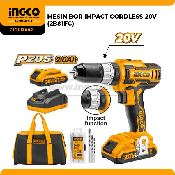 CIDLI2002 - (MESIN BOR IMPACT CORDLESS 20V (2B&1FC)) => CIDLI201452