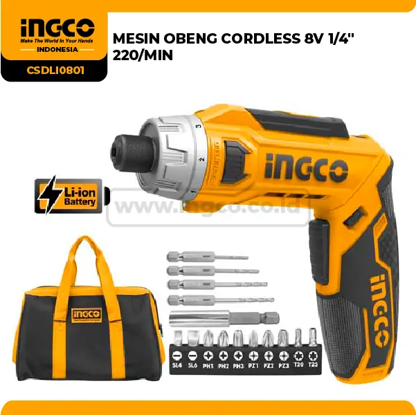 CSDLI0801 - (MESIN OBENG CORDLESS 8V 1/4' 220/MIN)