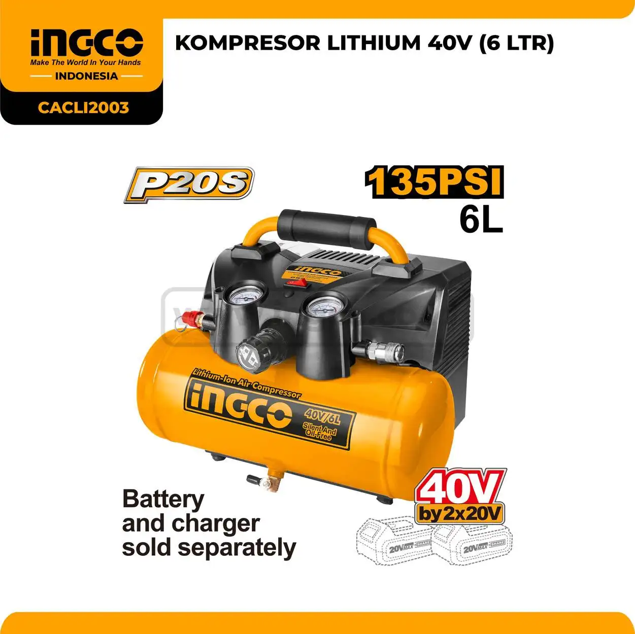 CACLI2003 - KOMPRESOR LITHIUM 40V (6 LTR)
