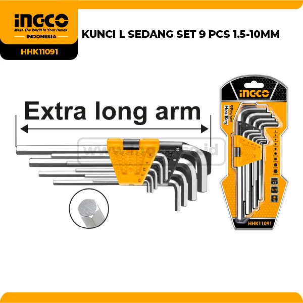 HHK11091 - KUNCI L SEDANG SET 9 PCS 1.5010MM