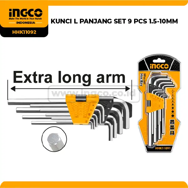 HHK11092 - KUNCI L PANJANG SET 9 PCS 1.5010MM !