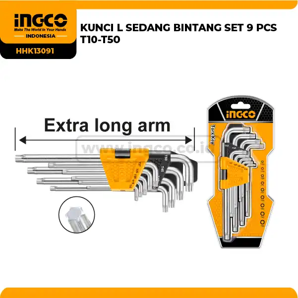 HHK13091 - KUNCI L SEDANG BINTANG SET 9 PCS T100T50 !