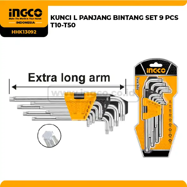 HHK13092 - KUNCI L PANJANG BINTANG SET 9 PCS T10-T50