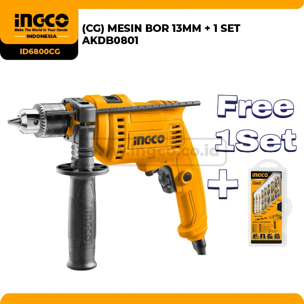 ID6800CG - MESIN BOR 13MM + 1 SET AKDB0801