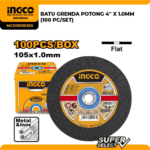 MCD10105100 - BATU GRENDA POTONG 4'' X 1.0MM (100 PC/SET)